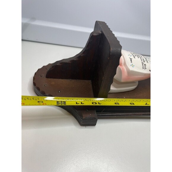 Vintage Enesco Kitchen Prayer Lady Mother ON WOODEN WALL BRACKETS - Picture 11 of 11